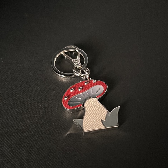 NWT Prada Limited Edition Retro Mushroom bag charm Leather Stud Metal Keychain - Picture 3 of 6